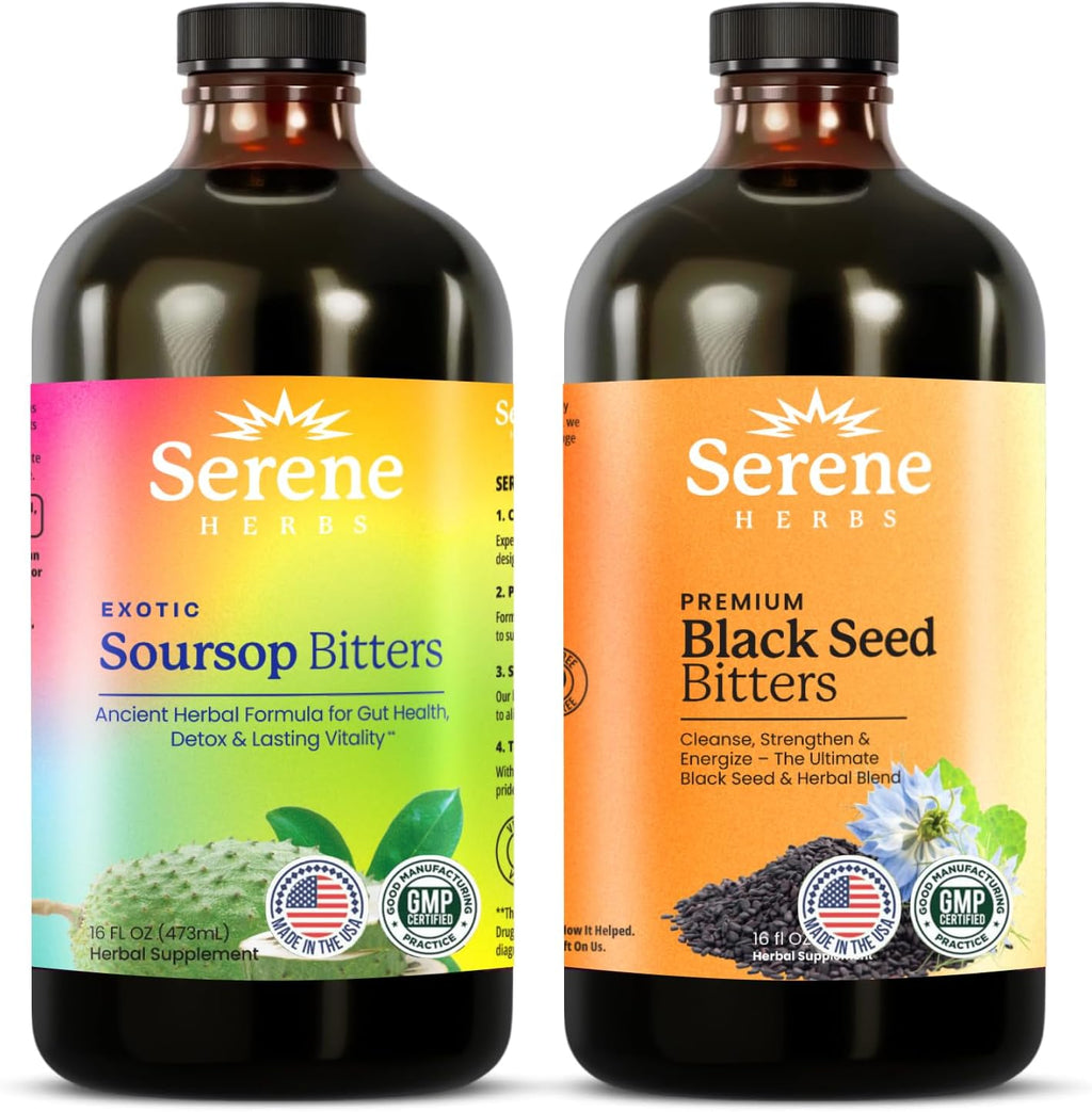 Soursop Bitters Liquid & Black Seed Bundle - 32 Servings (16 Each)