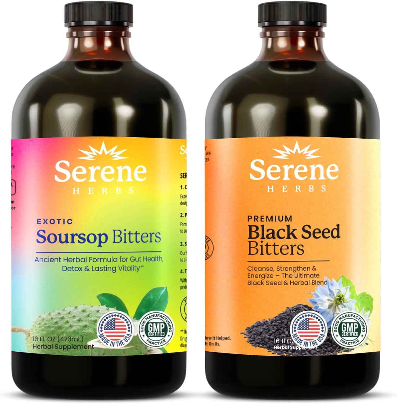 Soursop Bitters Liquid & Black Seed Bundle - 32 Servings (16 Each)