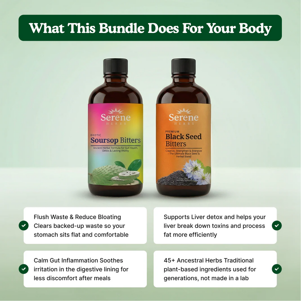 Soursop Bitters Liquid & Black Seed Bundle - 32 Servings (16 Each)