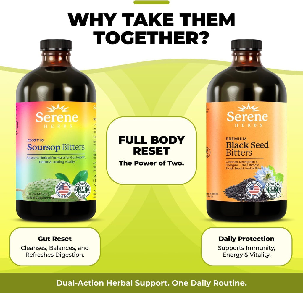 Soursop Bitters Liquid & Black Seed Bundle - 32 Servings (16 Each)