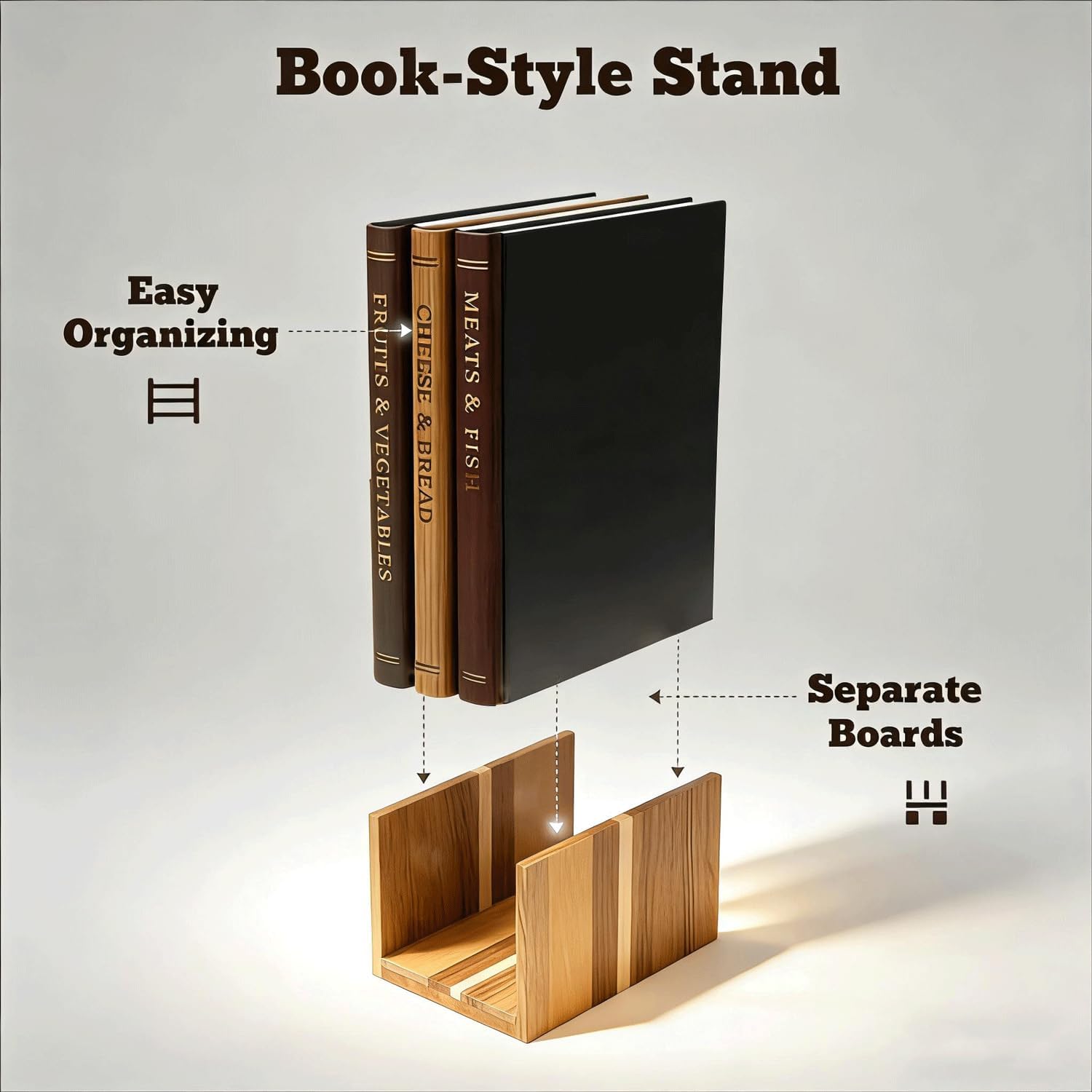 Book-Shaped Wooden Cutting Board with Stand
