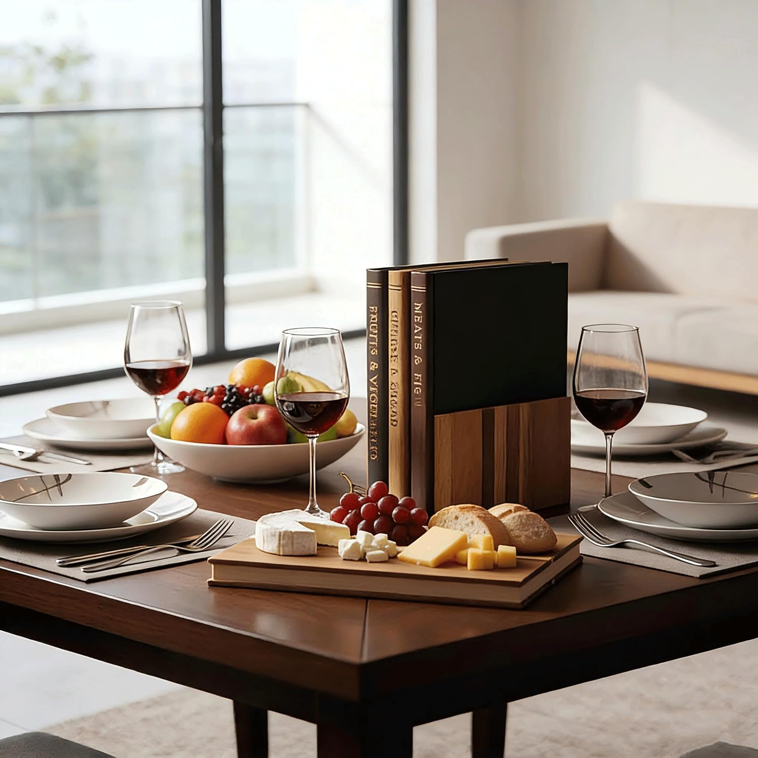 Book-Shaped Wooden Cutting Board with Stand