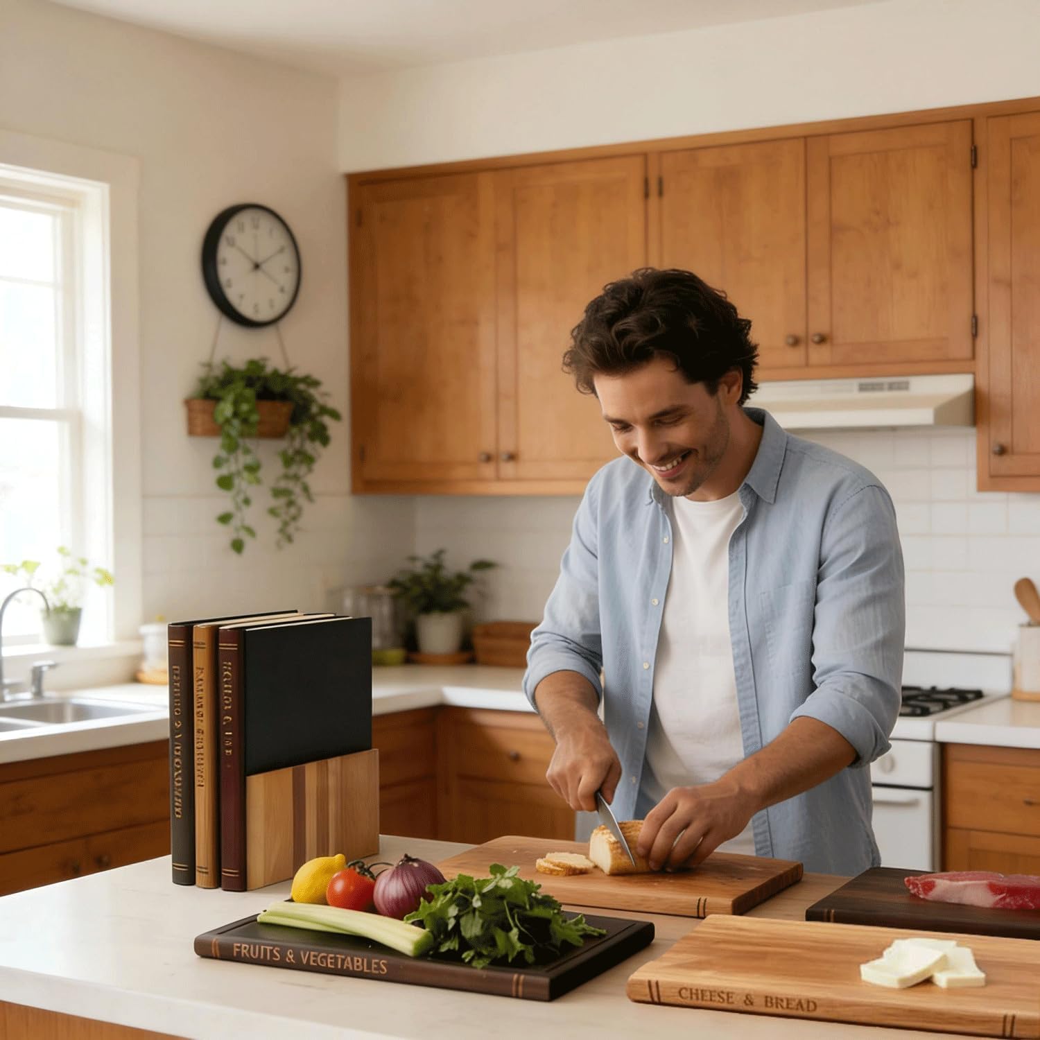 Book-Shaped Wooden Cutting Board with Stand