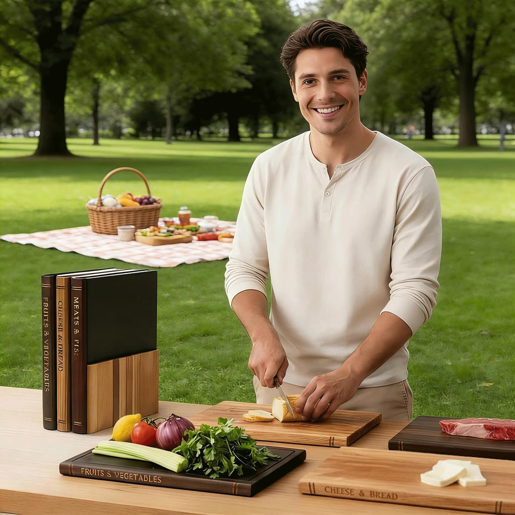 Book-Shaped Wooden Cutting Board with Stand