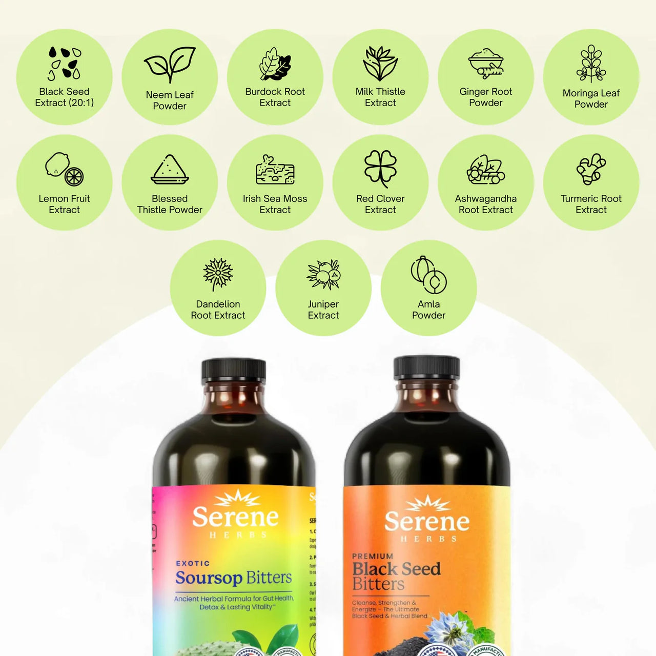 Soursop Bitters Liquid & Black Seed Bundle - 32 Servings (16 Each)